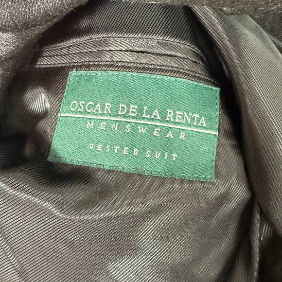 Oscar De La Renta Mens Vested Gray Pinstriped Suit Jacket - Picture 4 of 11